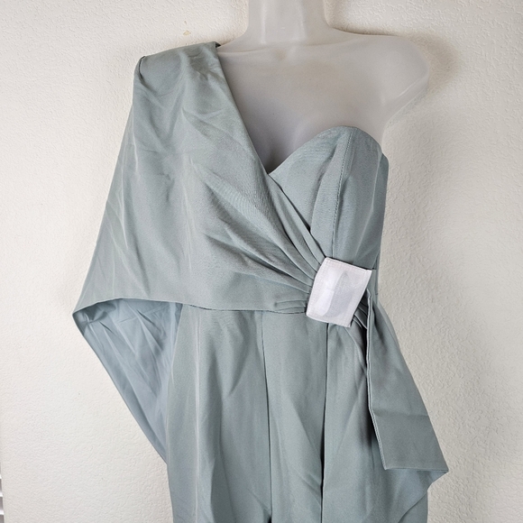 Lavish Alice One-Shoulder Cape Jumpsuit w/ Belt Modern Formal Evening Wear W6 - Picture 3 of 15